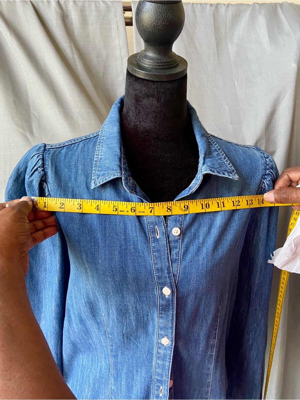 Express Classic Blue Denim Button-Front Women's Shirt - Picture 2 of 2